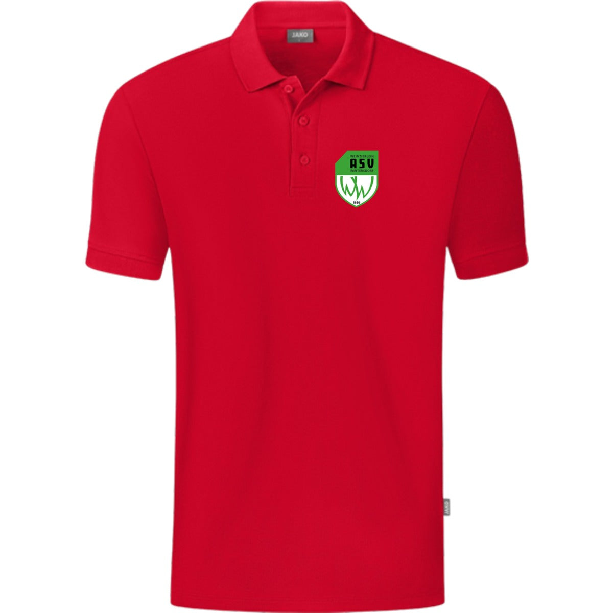JAKO Polo Organic C6320 – ASV-Wappen herzseitig Rot Vorderseite