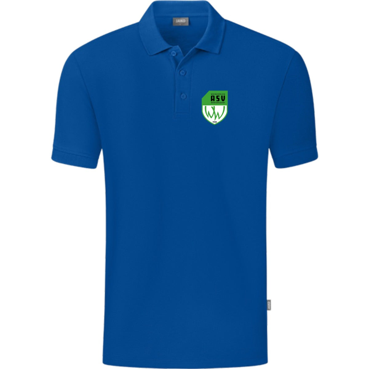 JAKO Polo Organic C6320 – ASV-Wappen herzseitig Royal Vorderseite
