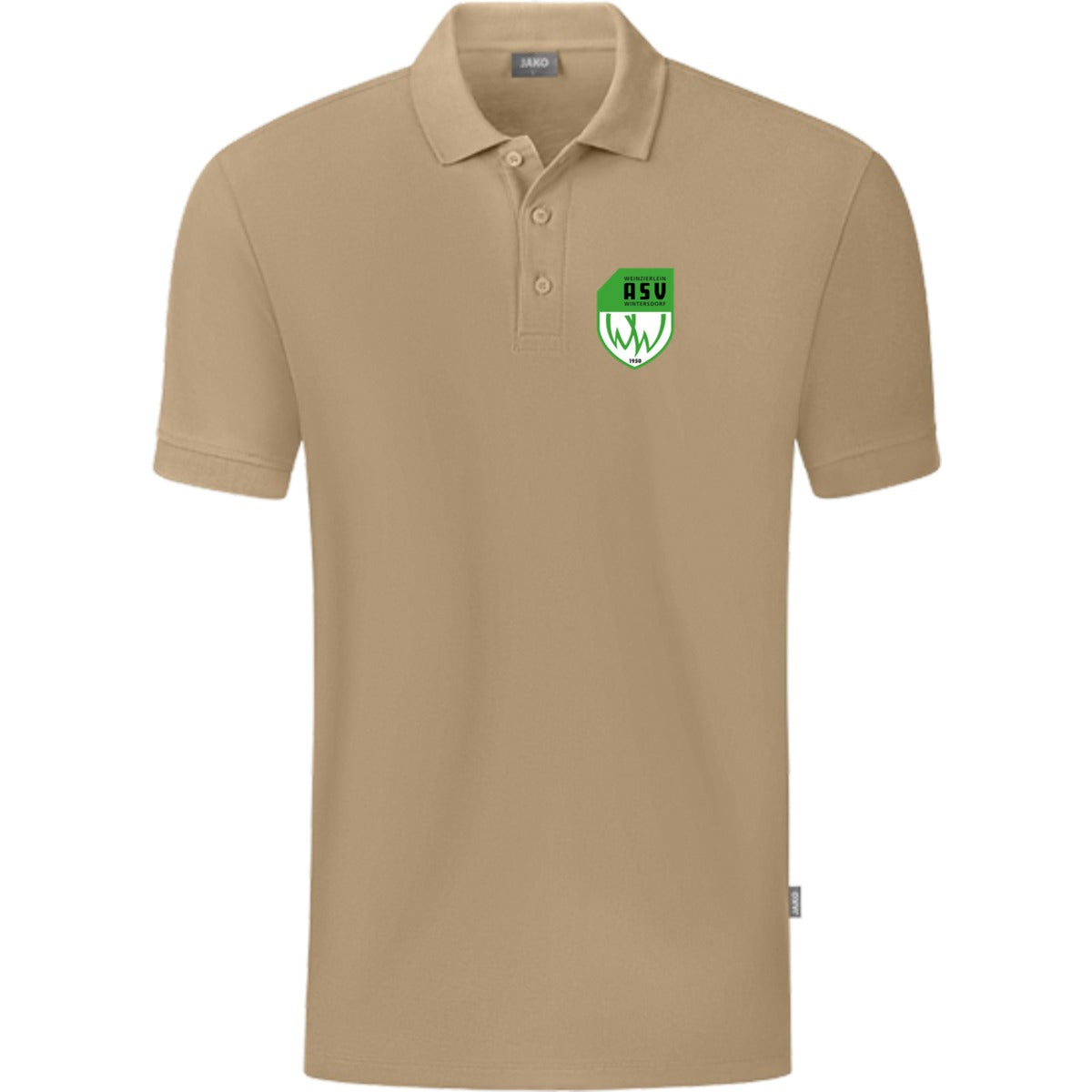 JAKO Polo Organic C6320 – ASV-Wappen herzseitig Sand Vorderseite