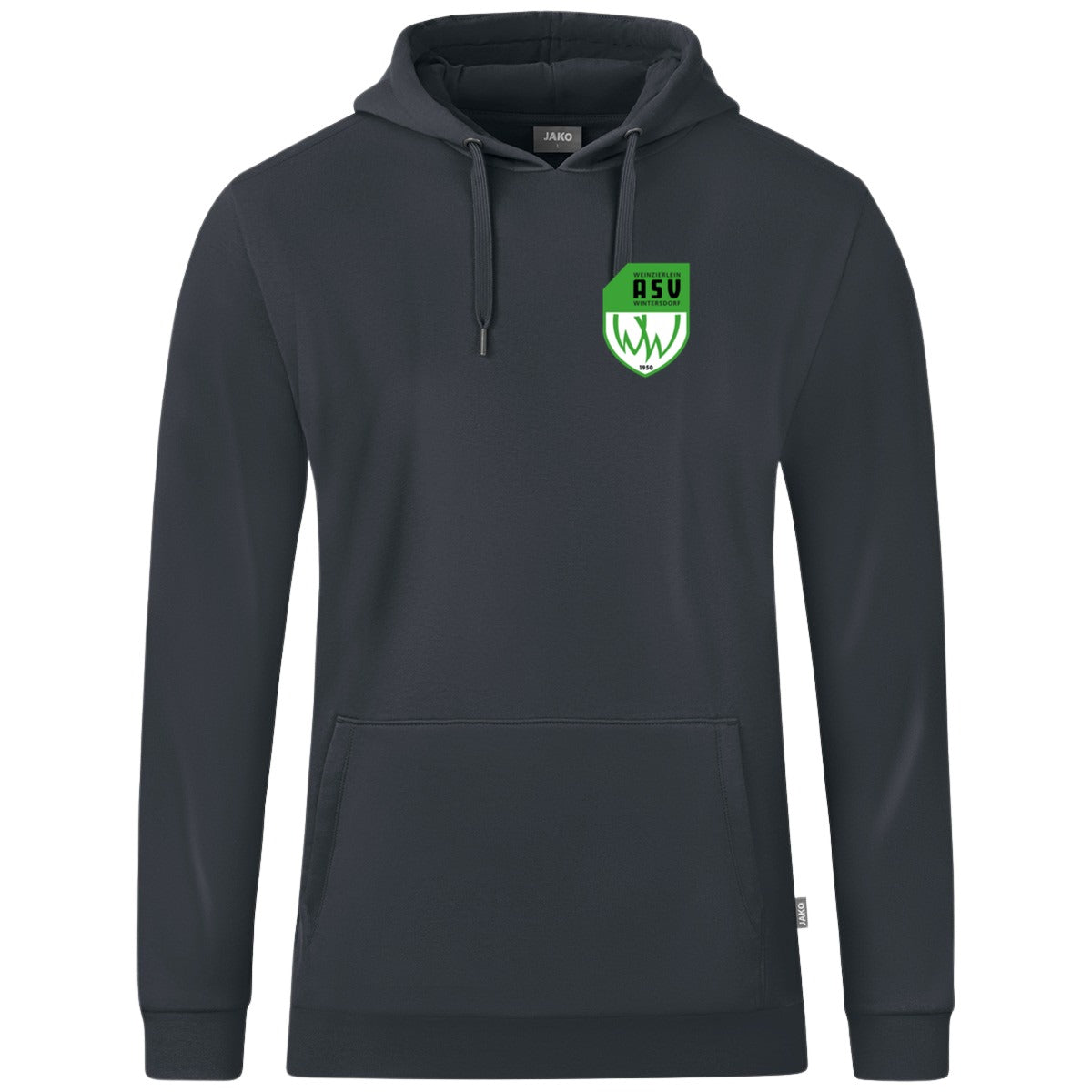 JAKO Kapuzensweat Organic C6720 – ASV-Wappen herzseitig Anthrazit Vorderseite