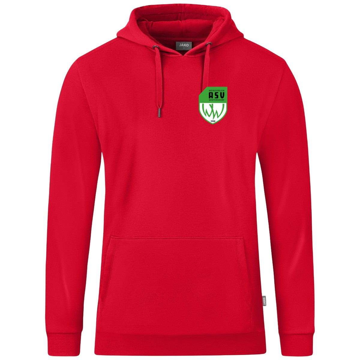 JAKO Kapuzensweat Organic C6720 – ASV-Wappen herzseitig Rot Vorderseite