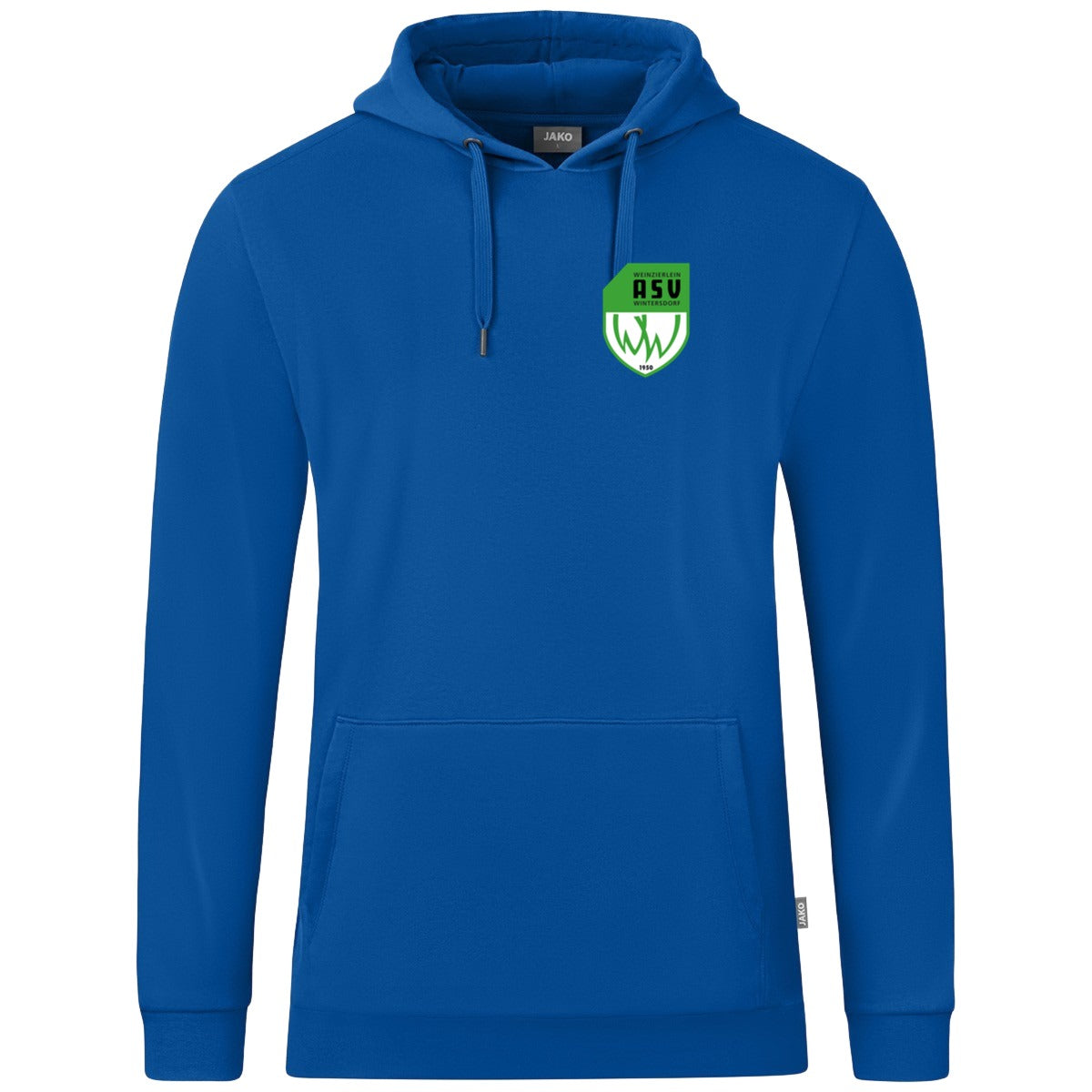 JAKO Kapuzensweat Organic C6720 – ASV-Wappen herzseitig Royal Vorderseite