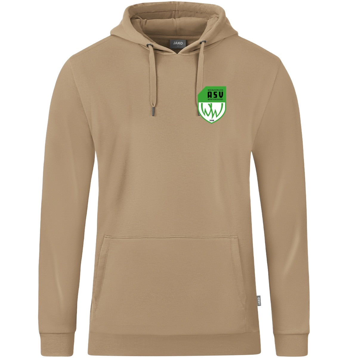 JAKO Kapuzensweat Organic C6720 – ASV-Wappen herzseitig Sand Vorderseite