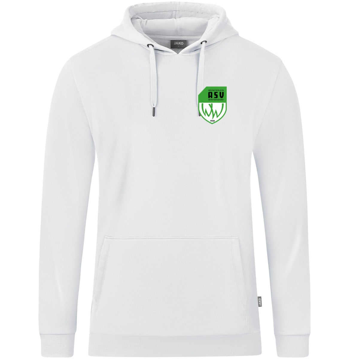 JAKO Kapuzensweat Organic C6720 – ASV-Wappen herzseitig Weiß Vorderseite