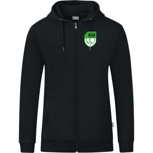 JAKO Kapuzenjacke Organic C6820 – ASV-Wappen herzseitig Schwarz Vorderseite