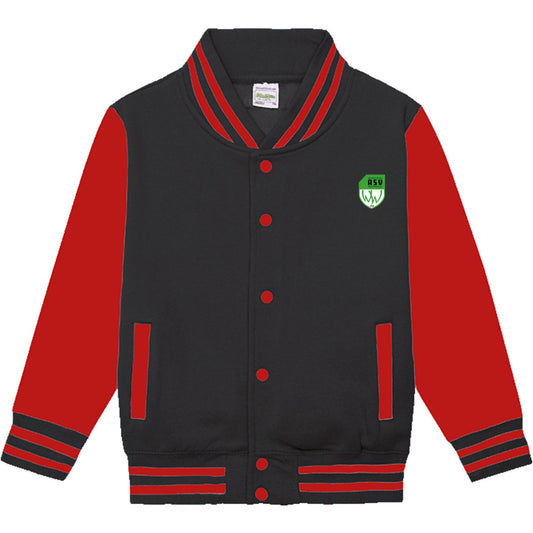 Sweat Collegejacke Kinder JH043K – ASV-Wappen herzseitig Jet Black/Fire Red Vorderseite