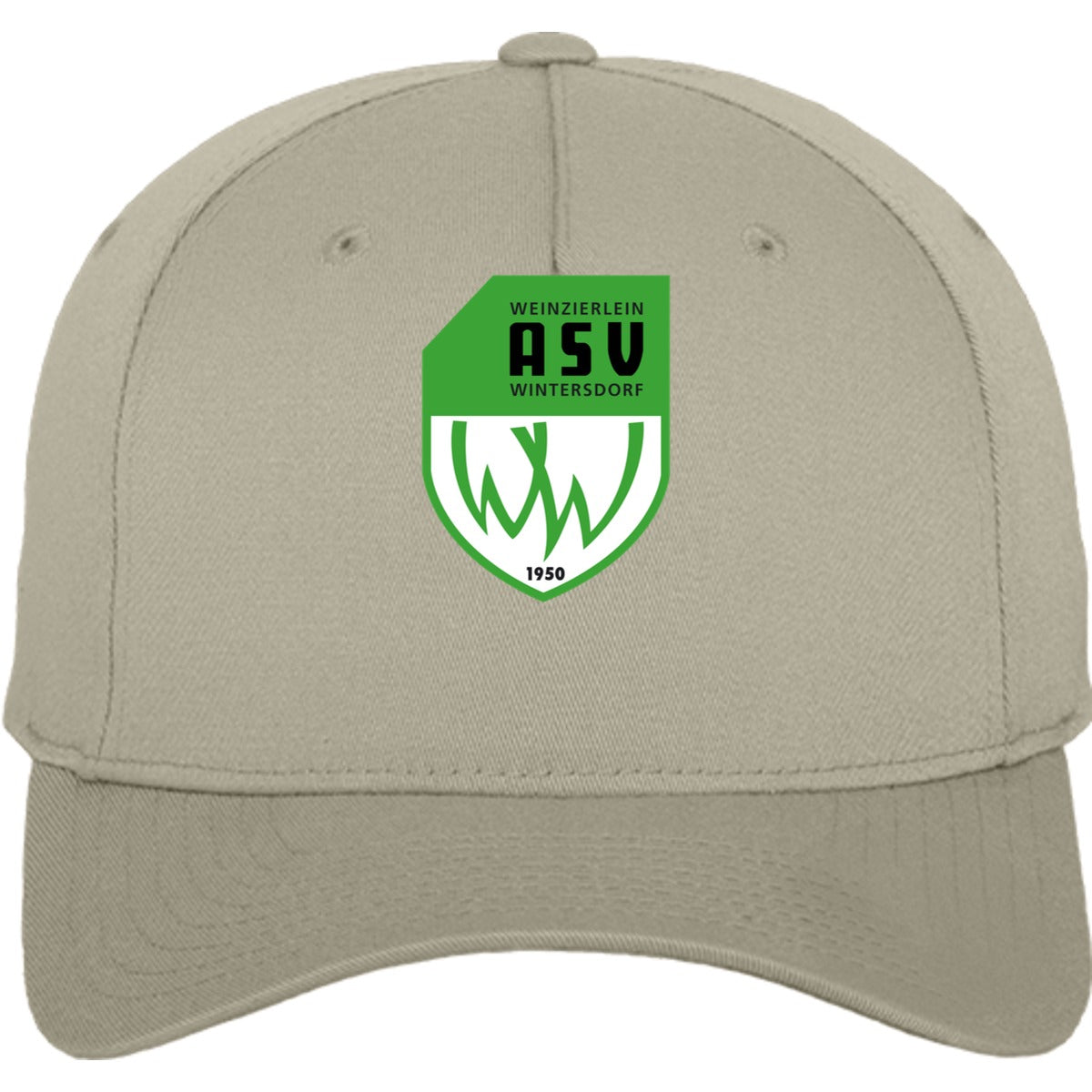 Flexfit 5 Panel Baseball Cap FX6560 – ASV-Wappen mittig groß Beige Vorderseite