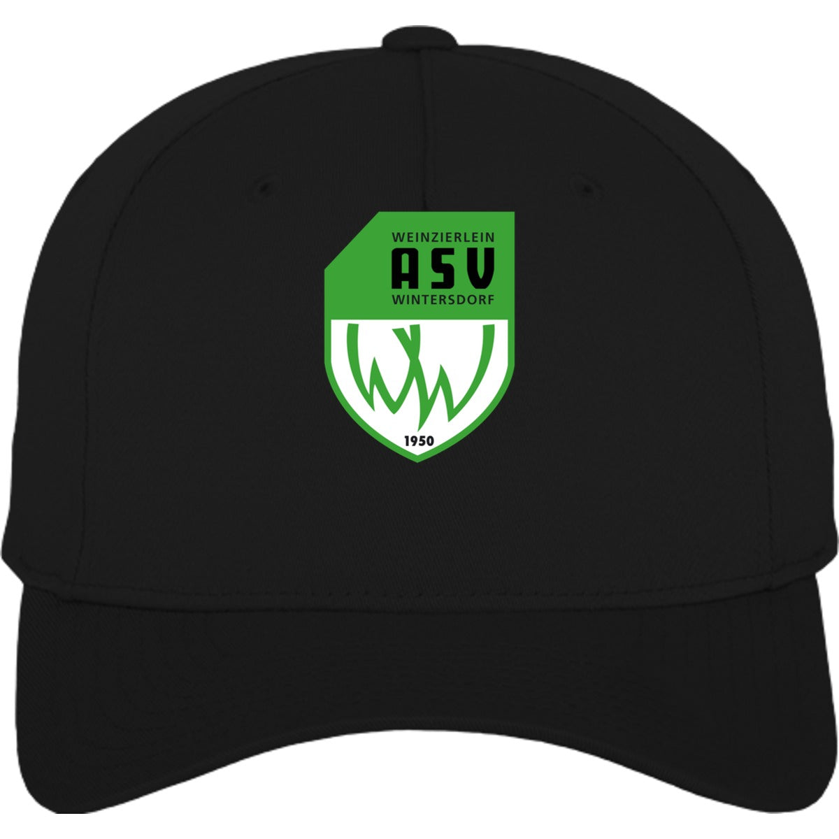 Flexfit 5 Panel Baseball Cap FX6560 – ASV-Wappen mittig groß Black Vorderseite
