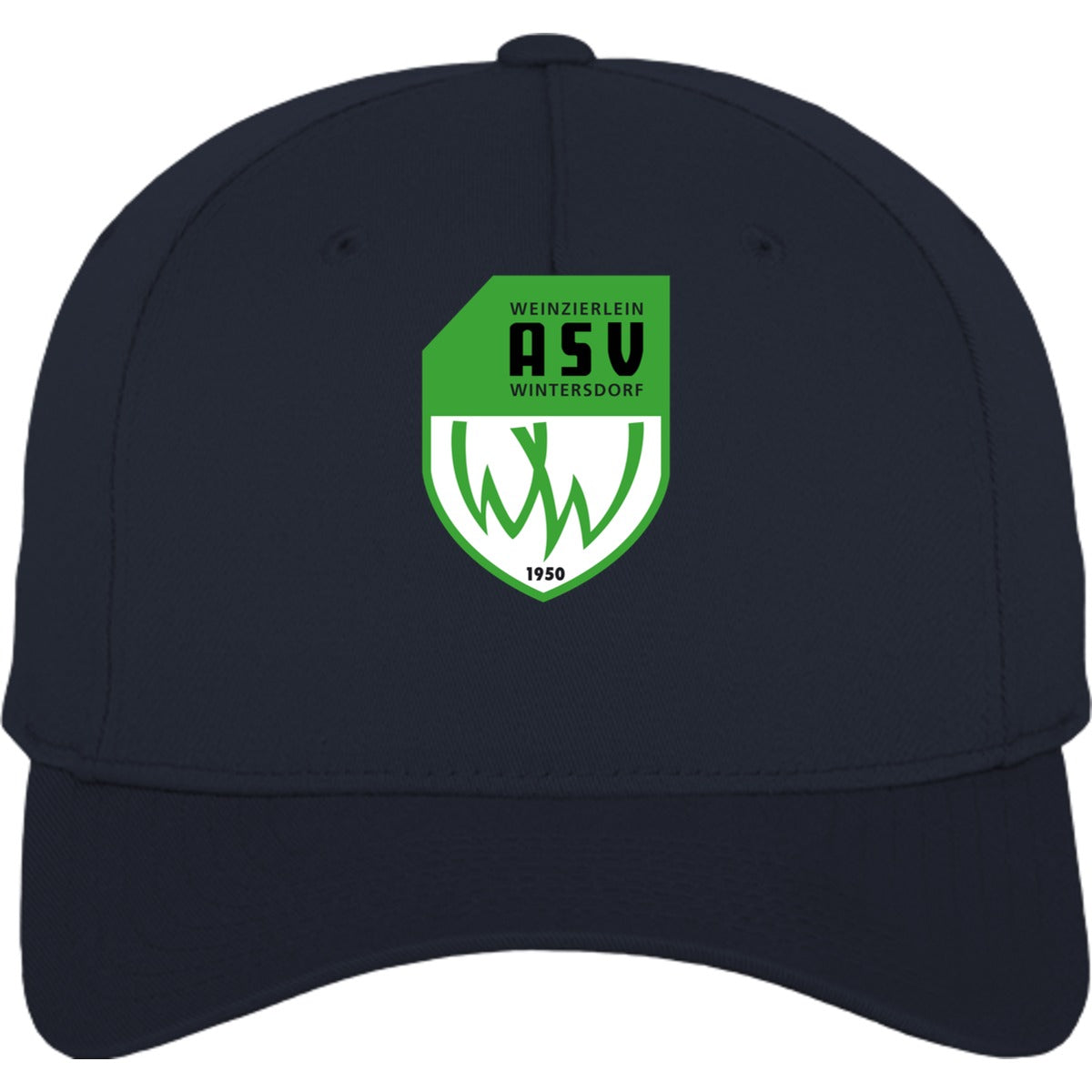 Flexfit 5 Panel Baseball Cap FX6560 – ASV-Wappen mittig groß Greyish Navy Vorderseite