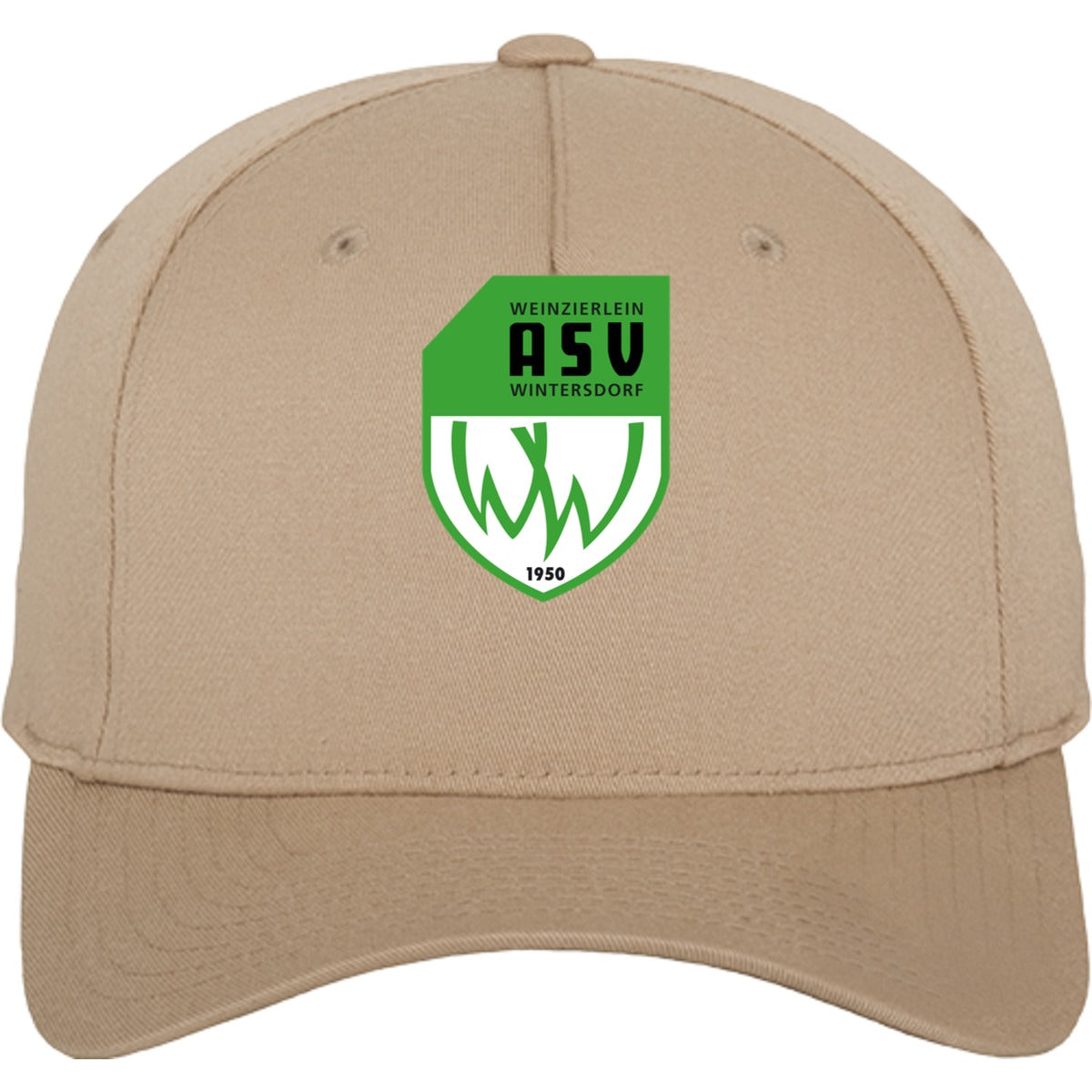 Flexfit 5 Panel Baseball Cap FX6560 – ASV-Wappen mittig groß Khaki Vorderseite