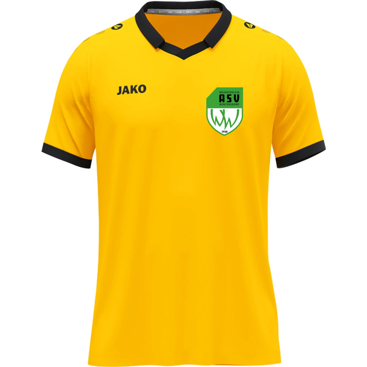 Trikot Glory recycletes Kurzarmtrikot mit Polokragen 4251 – ASV-Wappen herzseitig Gelb/Schwarz Vorderseite