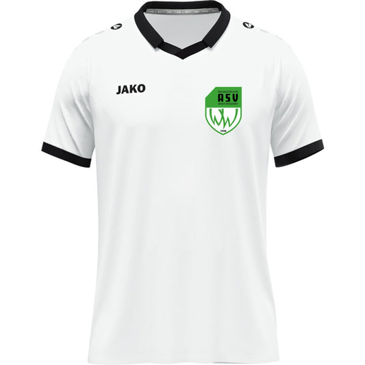 Trikot Glory recycletes Kurzarmtrikot mit Polokragen 4251 – ASV-Wappen herzseitig Weiß/Schwarz Vorderseite