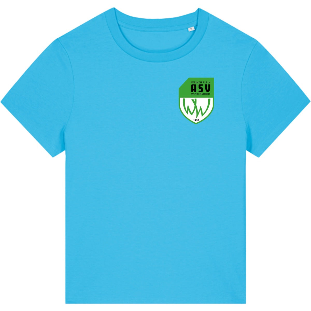 Nachhaltiges Damen T-Shirt Stella Muser STTW172 – ASV-Wappen herzseitig Aqua Blue Vorderseite
