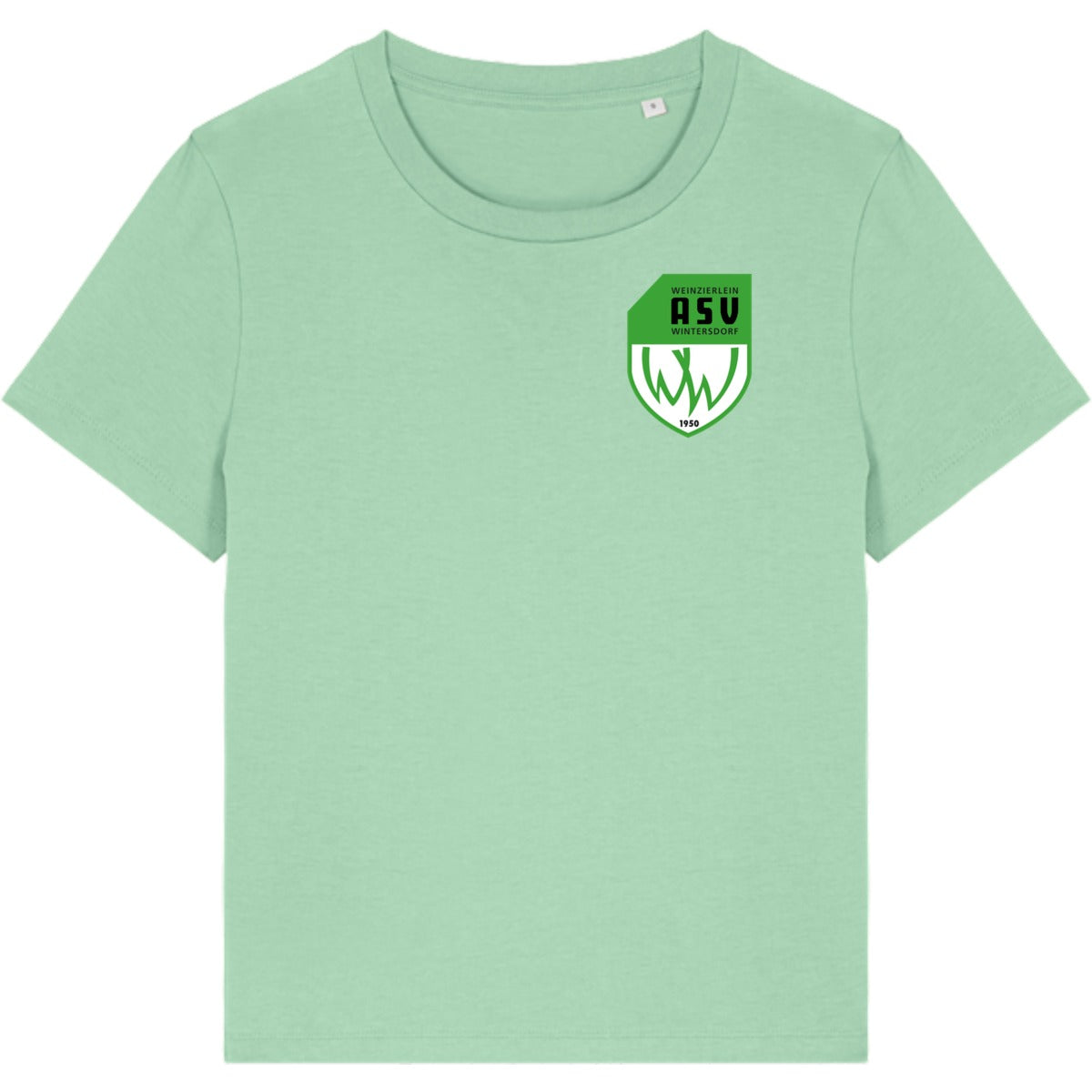 Nachhaltiges Damen T-Shirt Stella Muser STTW172 – ASV-Wappen herzseitig Misty Jade Vorderseite