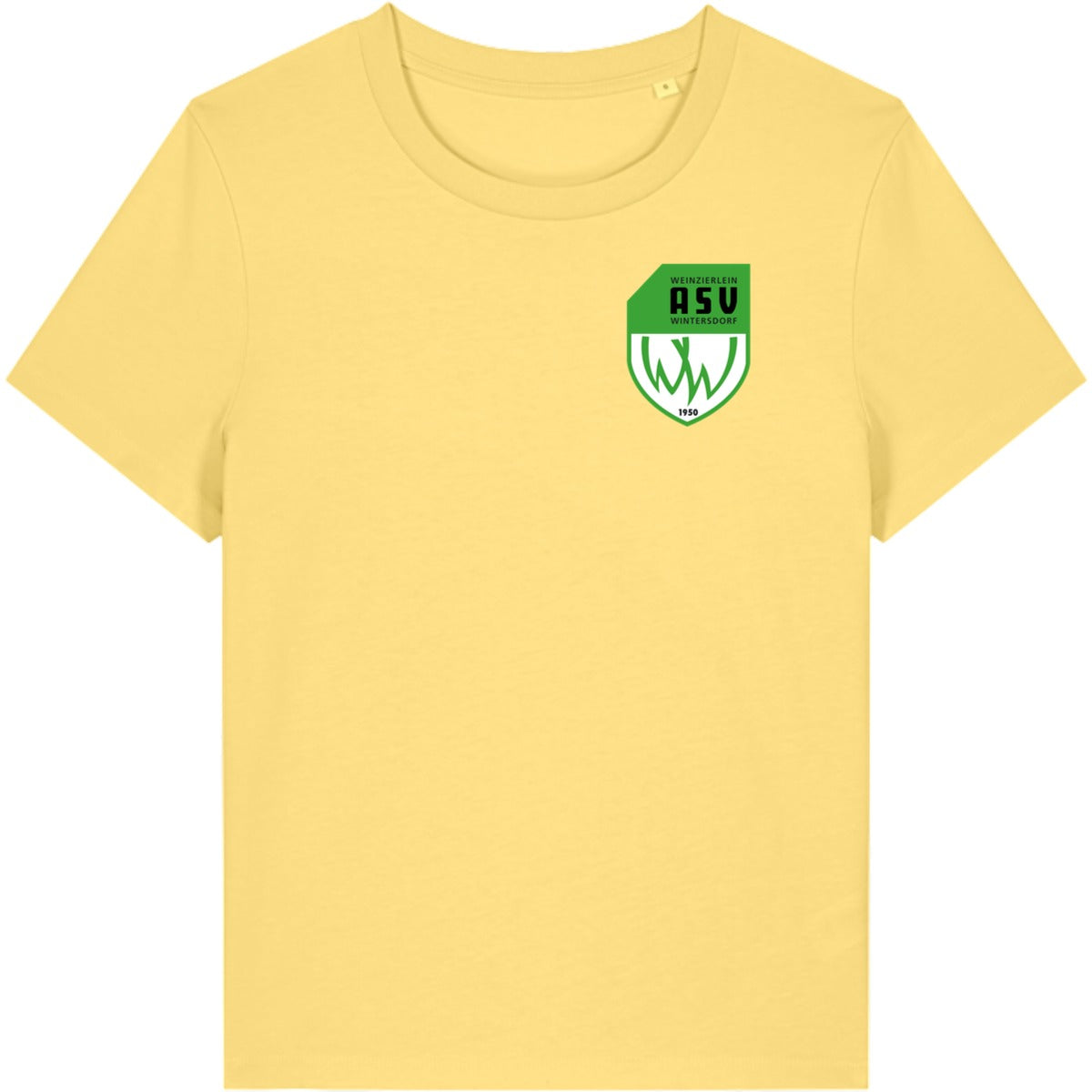 Nachhaltiges Damen T-Shirt Stella Muser STTW172 – ASV-Wappen herzseitig Viva Yellow Vorderseite
