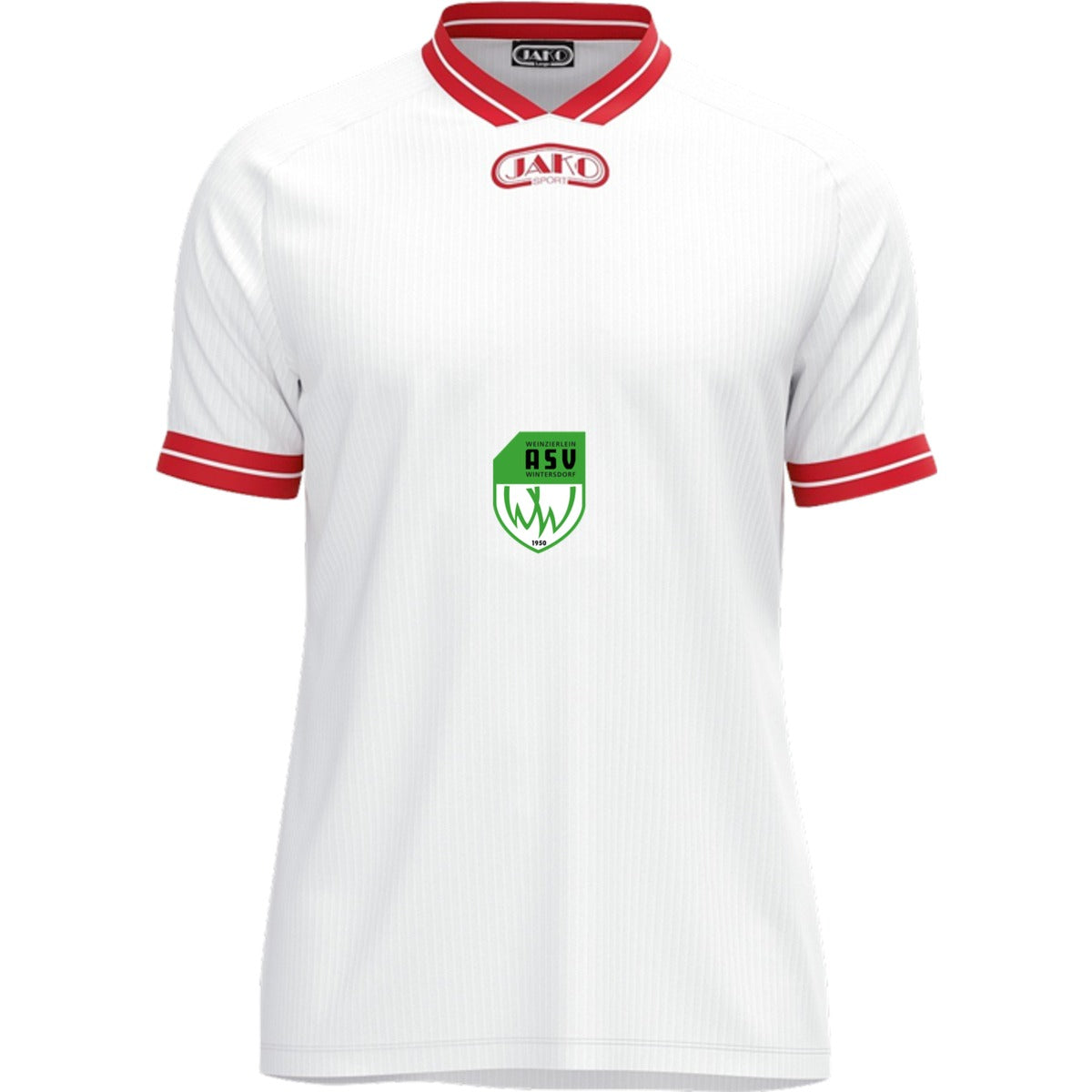 JAKO Trikot Retro KA 4247 – ASV-Wappen exklusiv Weiß/Rot Vorderseite
