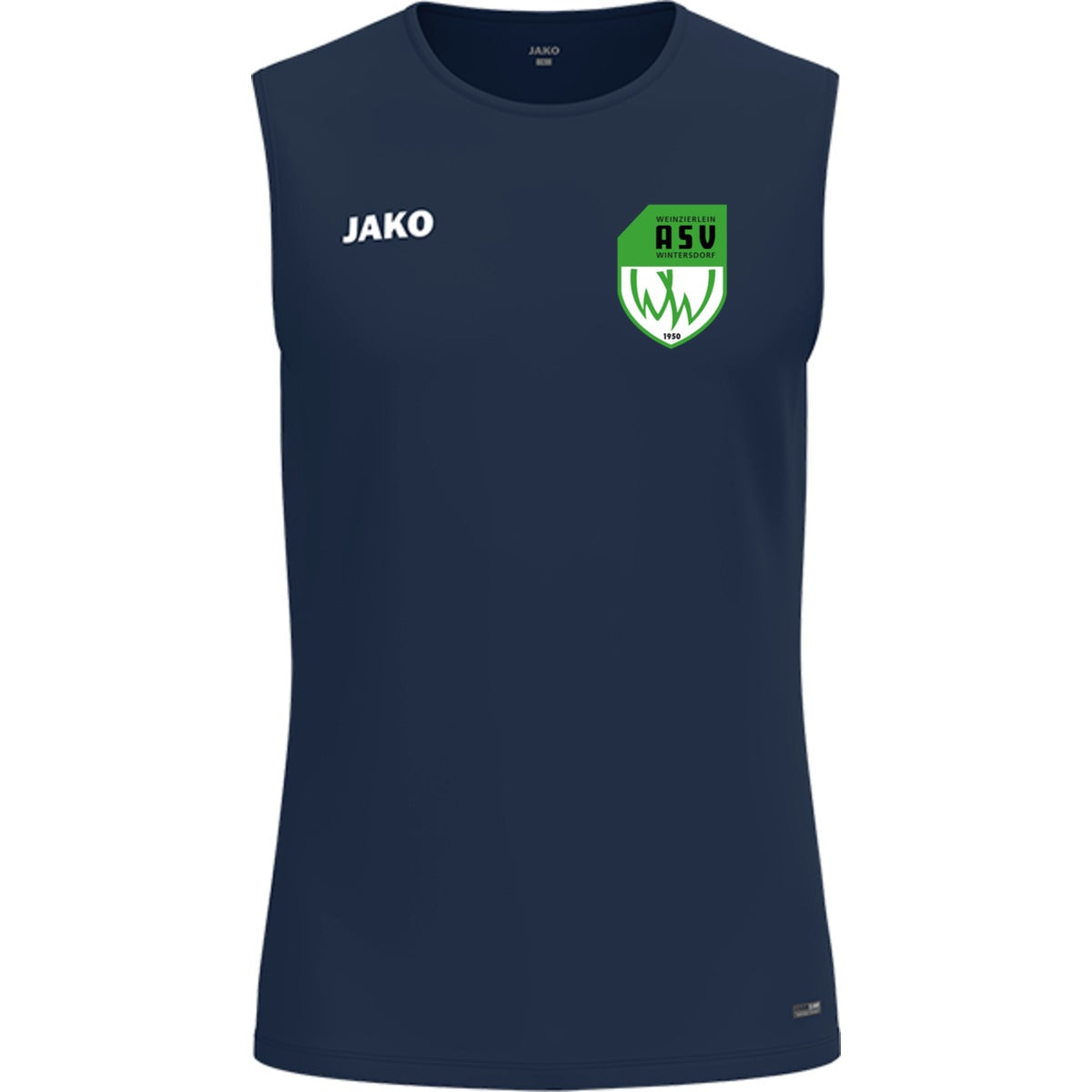 JAKO Tanktop One ärmelloses Funktionsshirt 6000 – ASV-Wappen herzseitig Marine Vorderseite