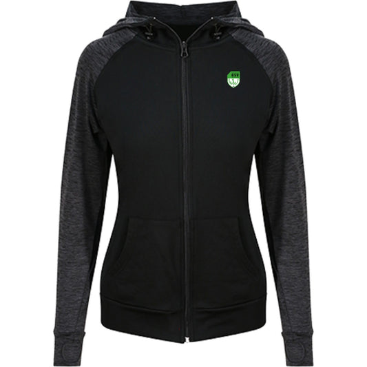 JC058-Womens-Zoodie – ASV-Wappen herzseitig Black/Black Slate Melange Vorderseite