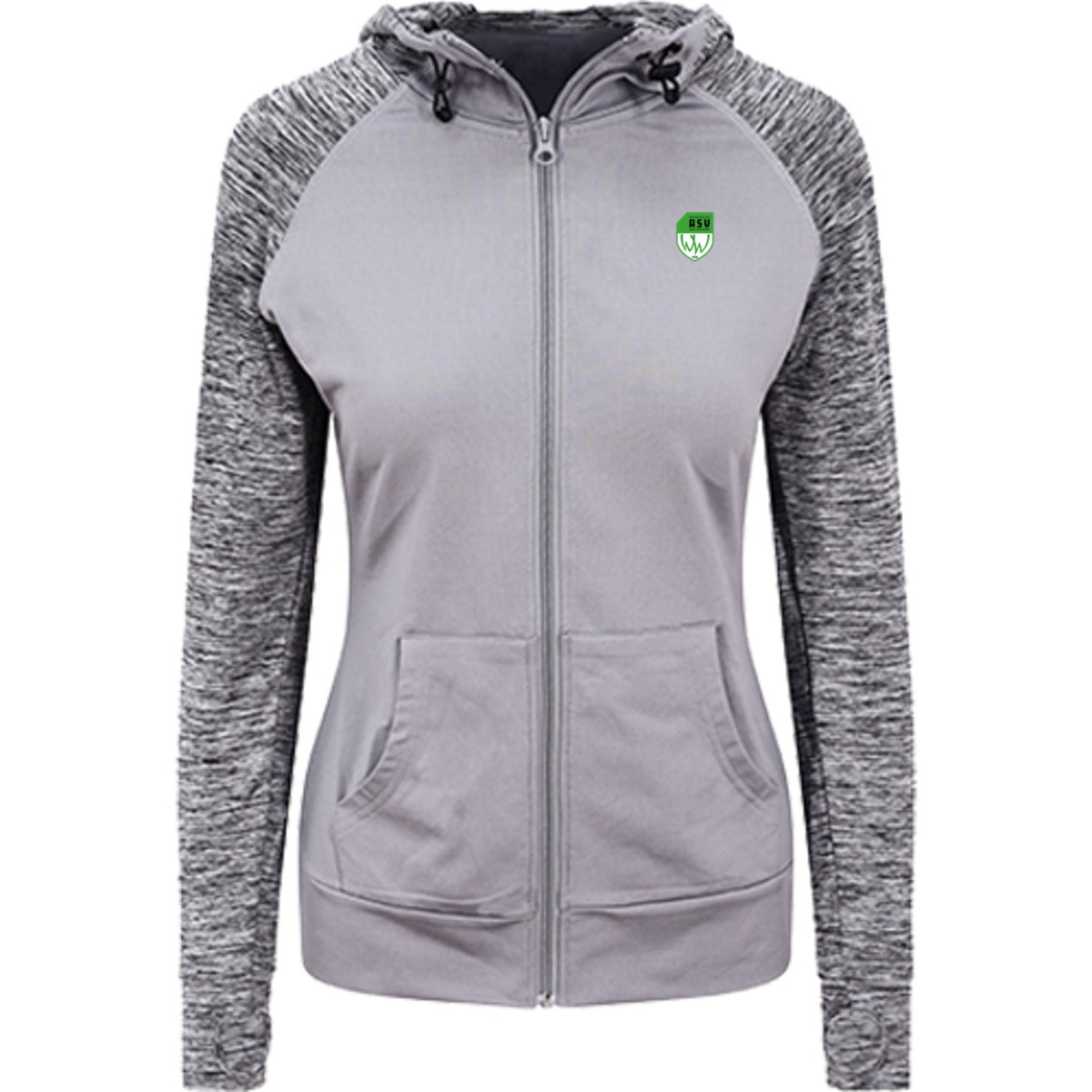 JC058-Womens-Zoodie – ASV-Wappen herzseitig Grey/Grey Melange Vorderseite