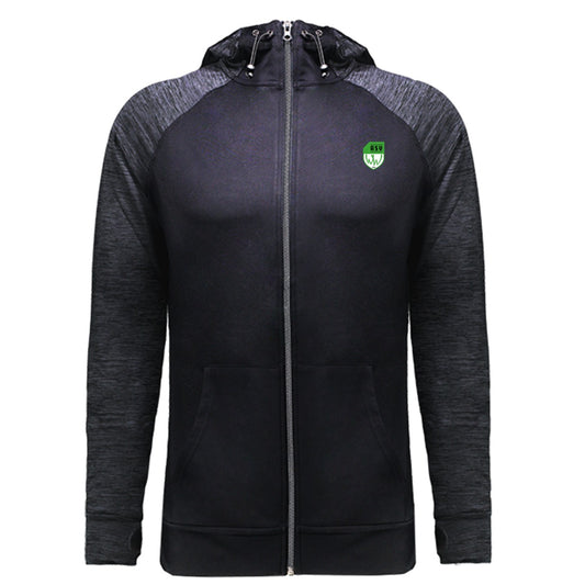 JC057-Mens-Zoodie – ASV-Wappen herzseitig Black/Black Slate Melange Vorderseite