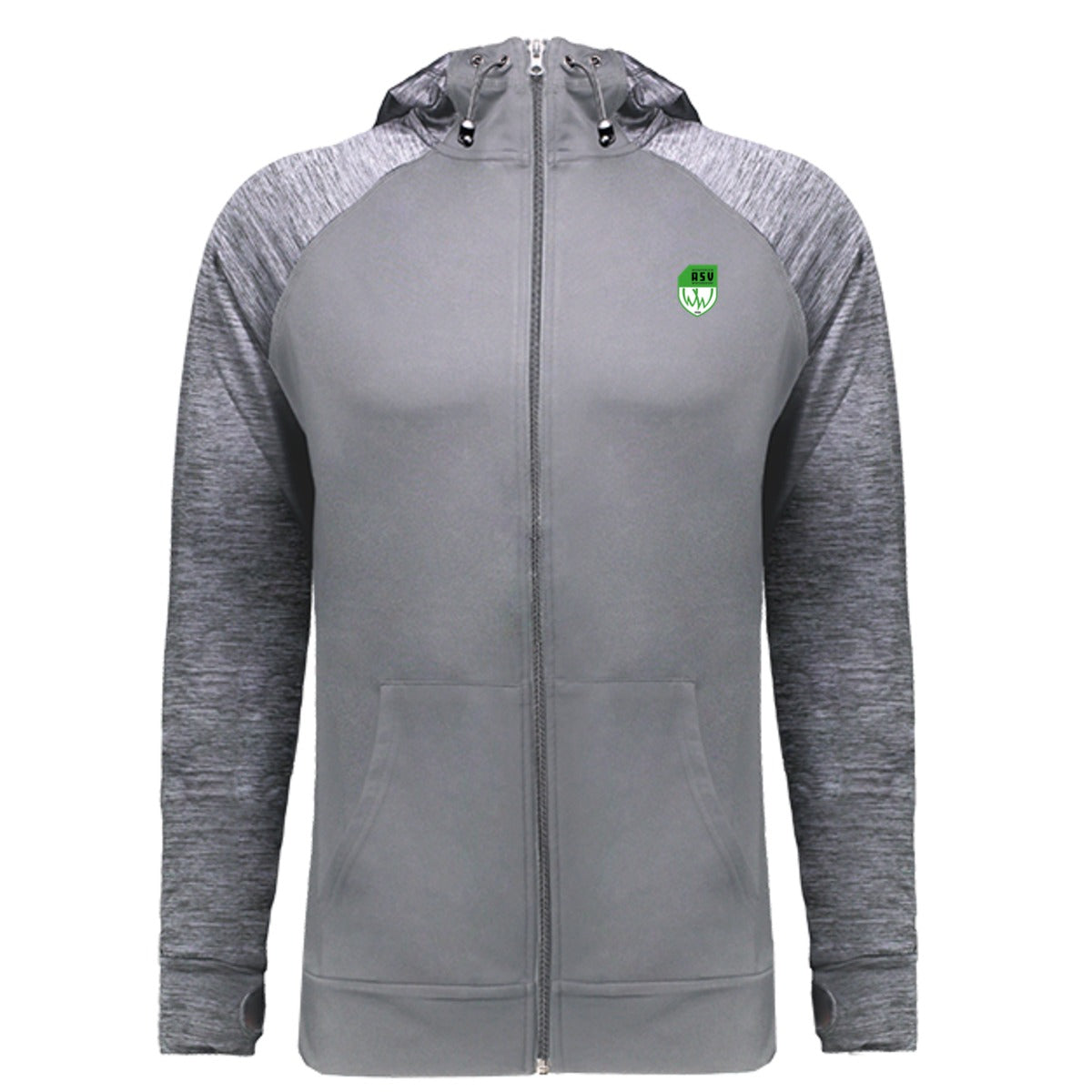 JC057-Mens-Zoodie – ASV-Wappen herzseitig Grey/Grey Melange Vorderseite