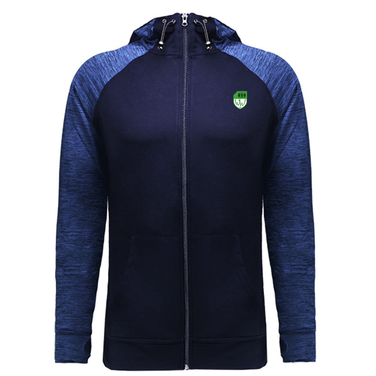 JC057-Mens-Zoodie – ASV-Wappen herzseitig Navy/Navy Melange Vorderseite