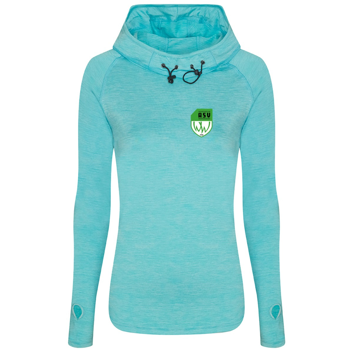 JC038-Womens-Cowl – ASV-Wappen herzseitig Ocean Melange Vorderseite
