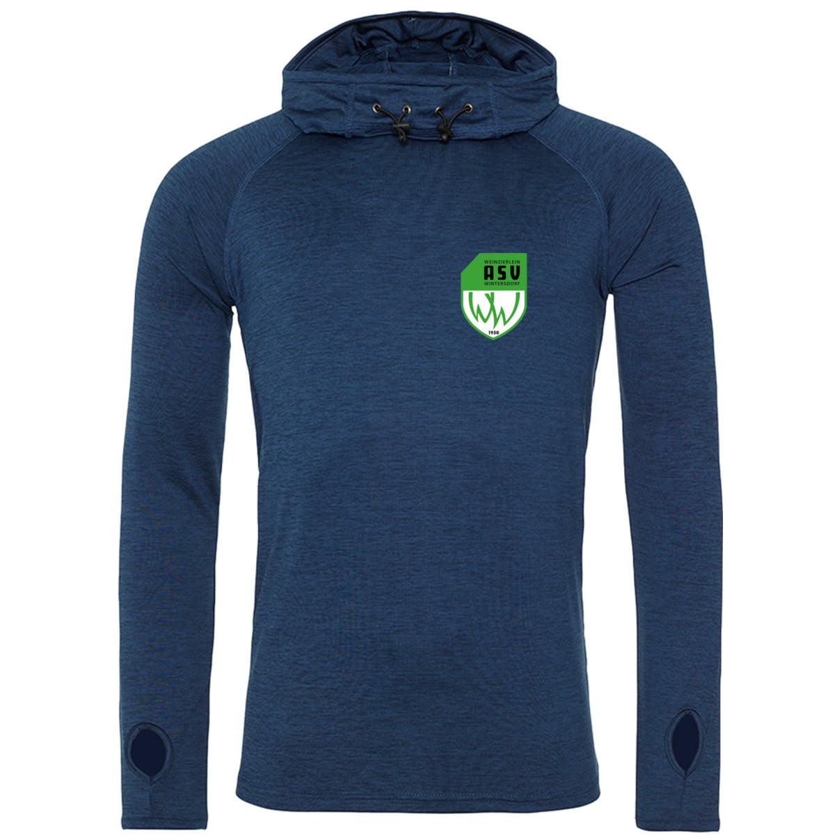 JC037-Mens-Cowl – ASV-Wappen herzseitig Navy Melange Vorderseite