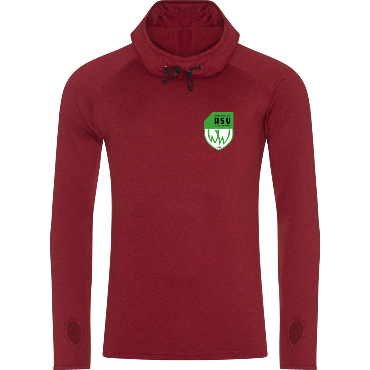 JC037-Mens-Cowl – ASV-Wappen herzseitig Red Melange Vorderseite