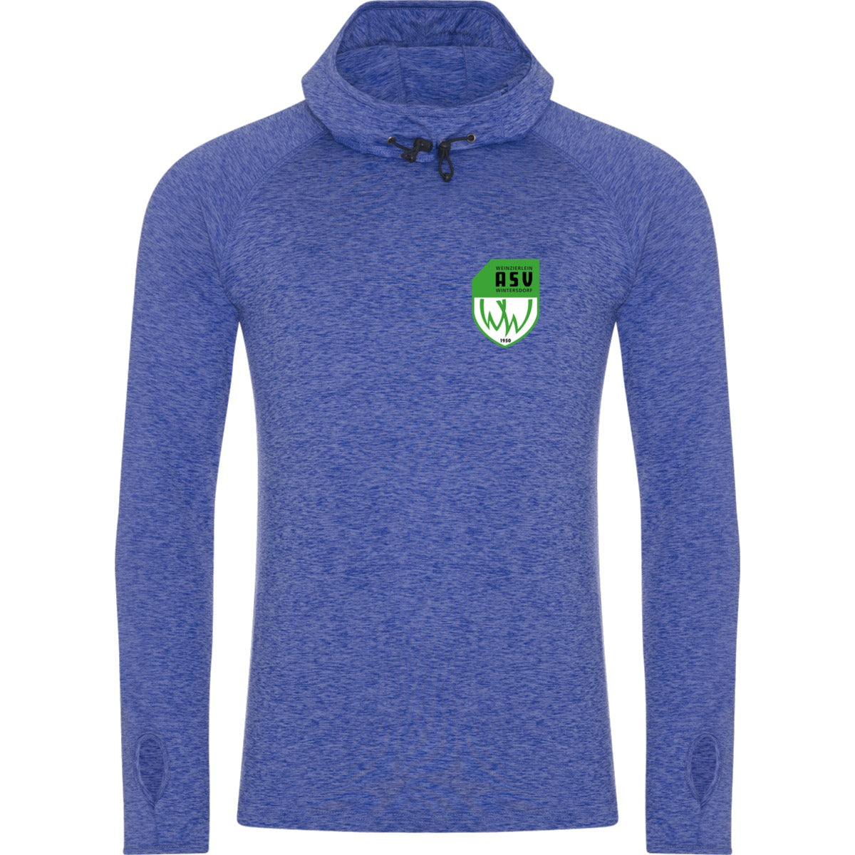 JC037-Mens-Cowl – ASV-Wappen herzseitig Royal Blue Melange Vorderseite