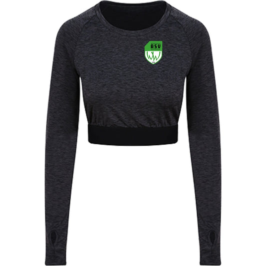 JC039-Women-Top-LSL – ASV-Wappen herzseitig Black Slate Melange Vorderseite