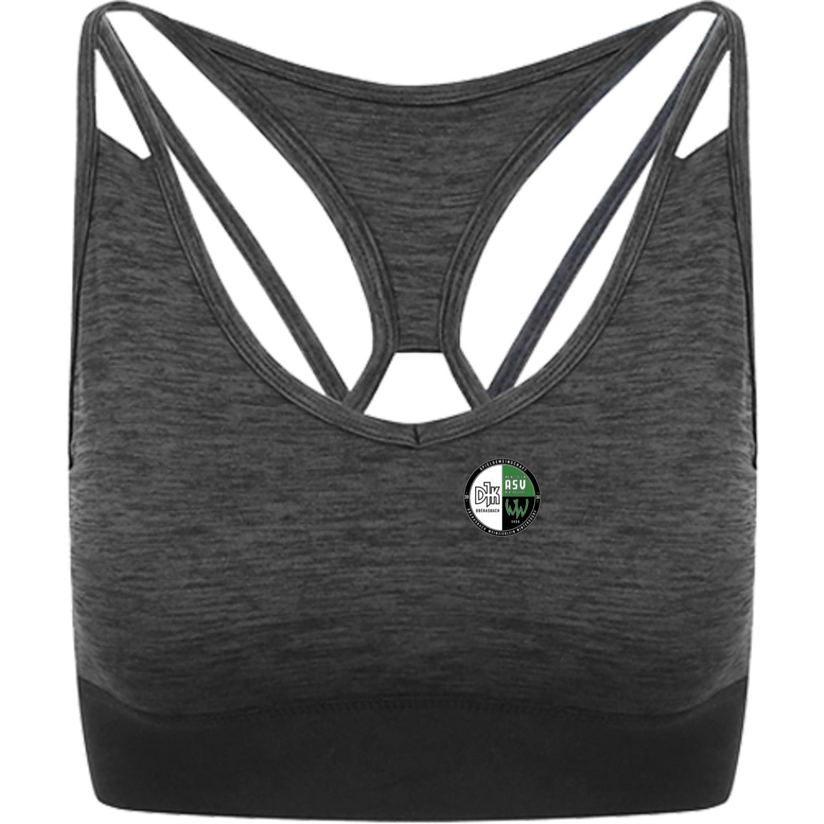 JC019-Womens-Cross-Top – Vereinslogo herzseitig Black Slate Melange Vorderseite