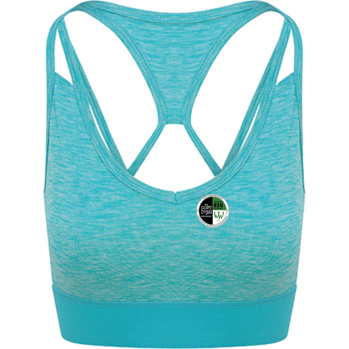 JC019-Womens-Cross-Top – Vereinslogo herzseitig Ocean Melange Vorderseite