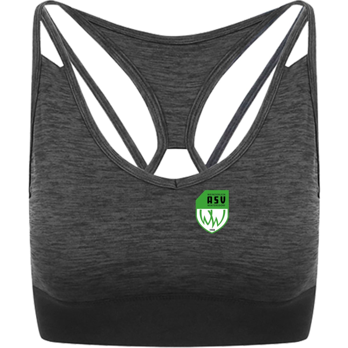 JC019-Womens-Cross-Top – ASV-Wappen herzseitig Black Slate Melange Vorderseite