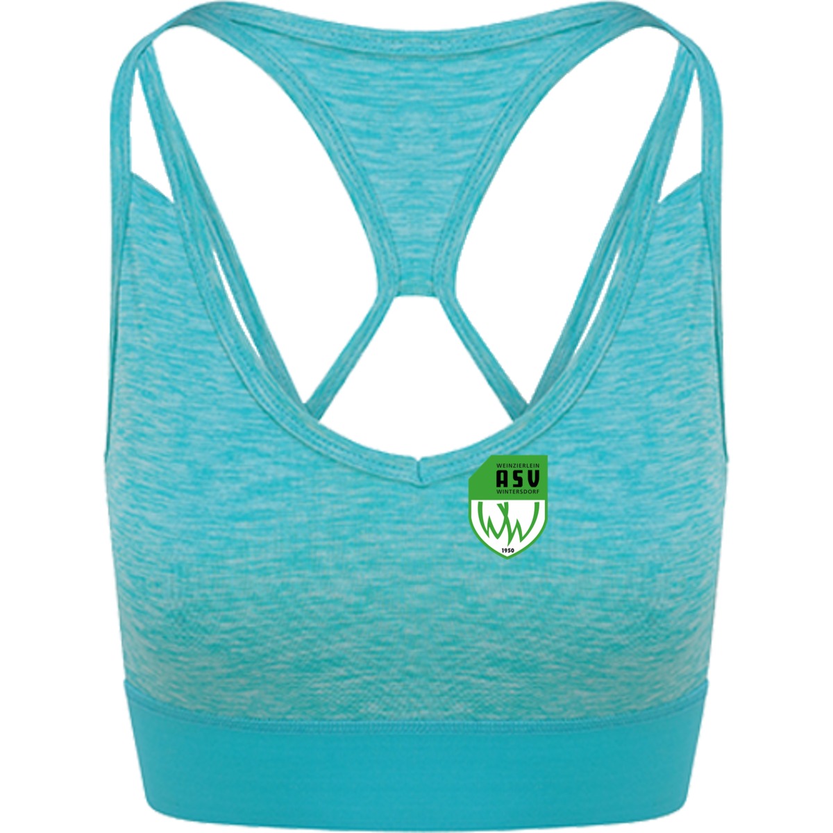 JC019-Womens-Cross-Top – ASV-Wappen herzseitig Ocean Melange Vorderseite