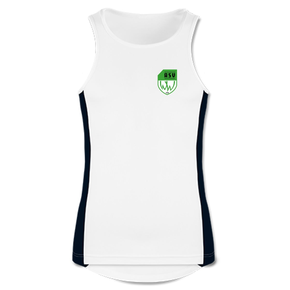 JC008-Mens-Tank – ASV-Wappen herzseitig Arctic White/French Navy Vorderseite