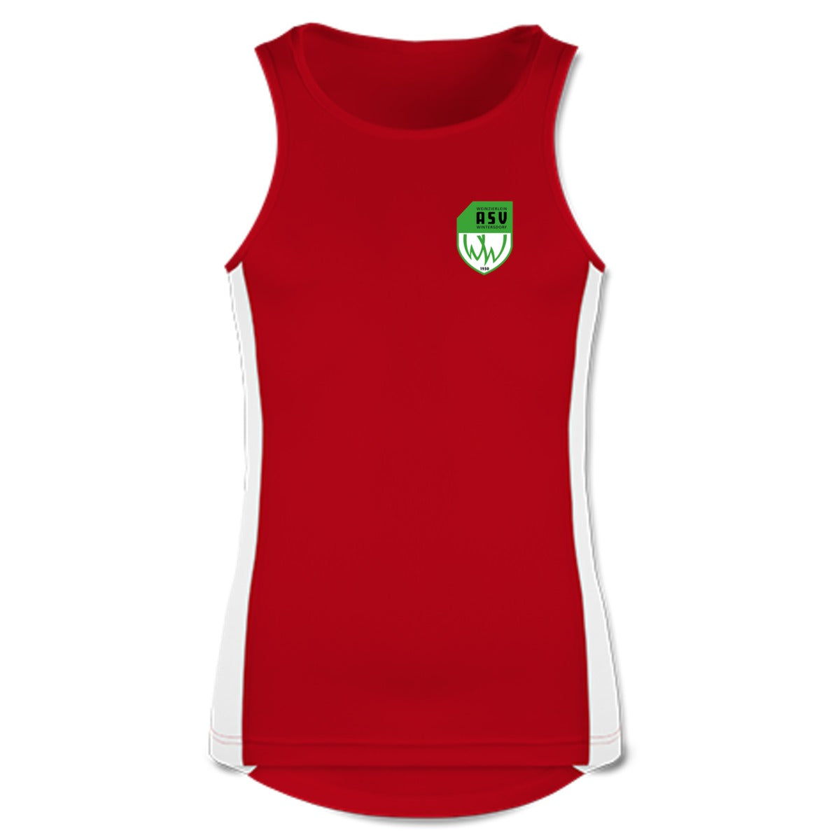 JC008-Mens-Tank – ASV-Wappen herzseitig Fire Red/Arctic White Vorderseite