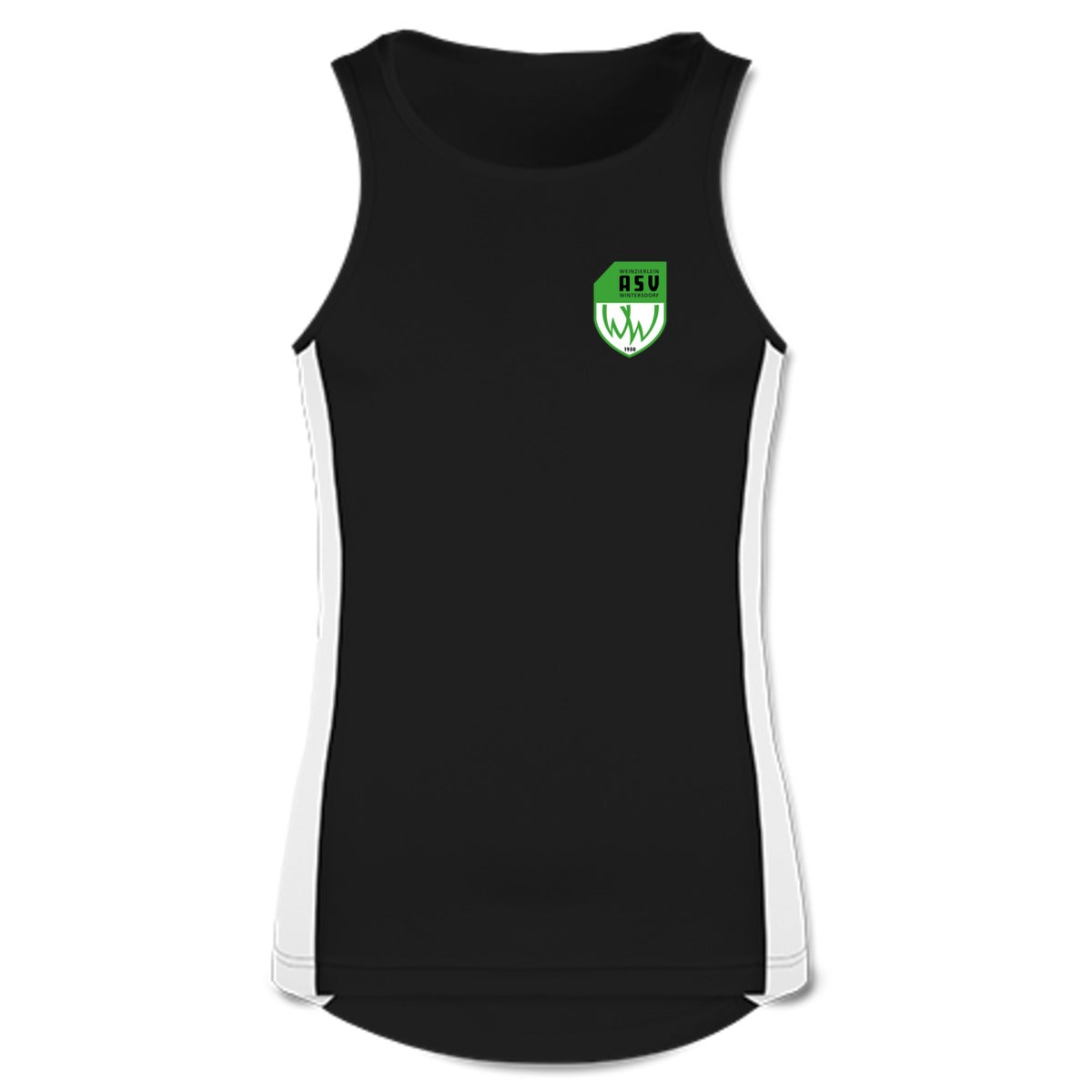 JC008-Mens-Tank – ASV-Wappen herzseitig Jet Black/Arctic White Vorderseite