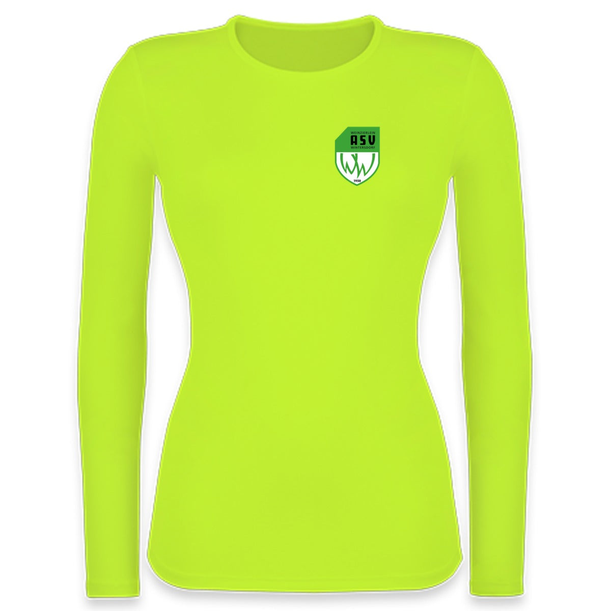JC012-Womens-LSL – ASV-Wappen herzseitig Electric Yellow Vorderseite