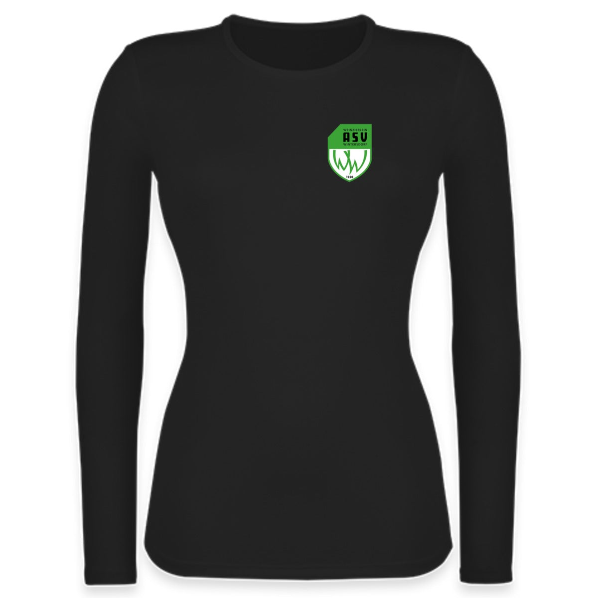 JC012-Womens-LSL – ASV-Wappen herzseitig Jet Black Vorderseite