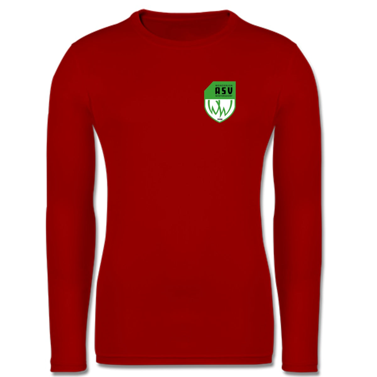 JC002-Mens-LSL – ASV-Wappen herzseitig Fire Red Vorderseite