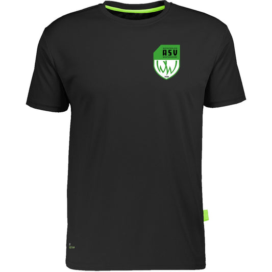 Nachhaltiges Herren Laufshirt aus 100% recyceltem Polyester CN160 – ASV-Wappen herzseitig Black Vorderseite