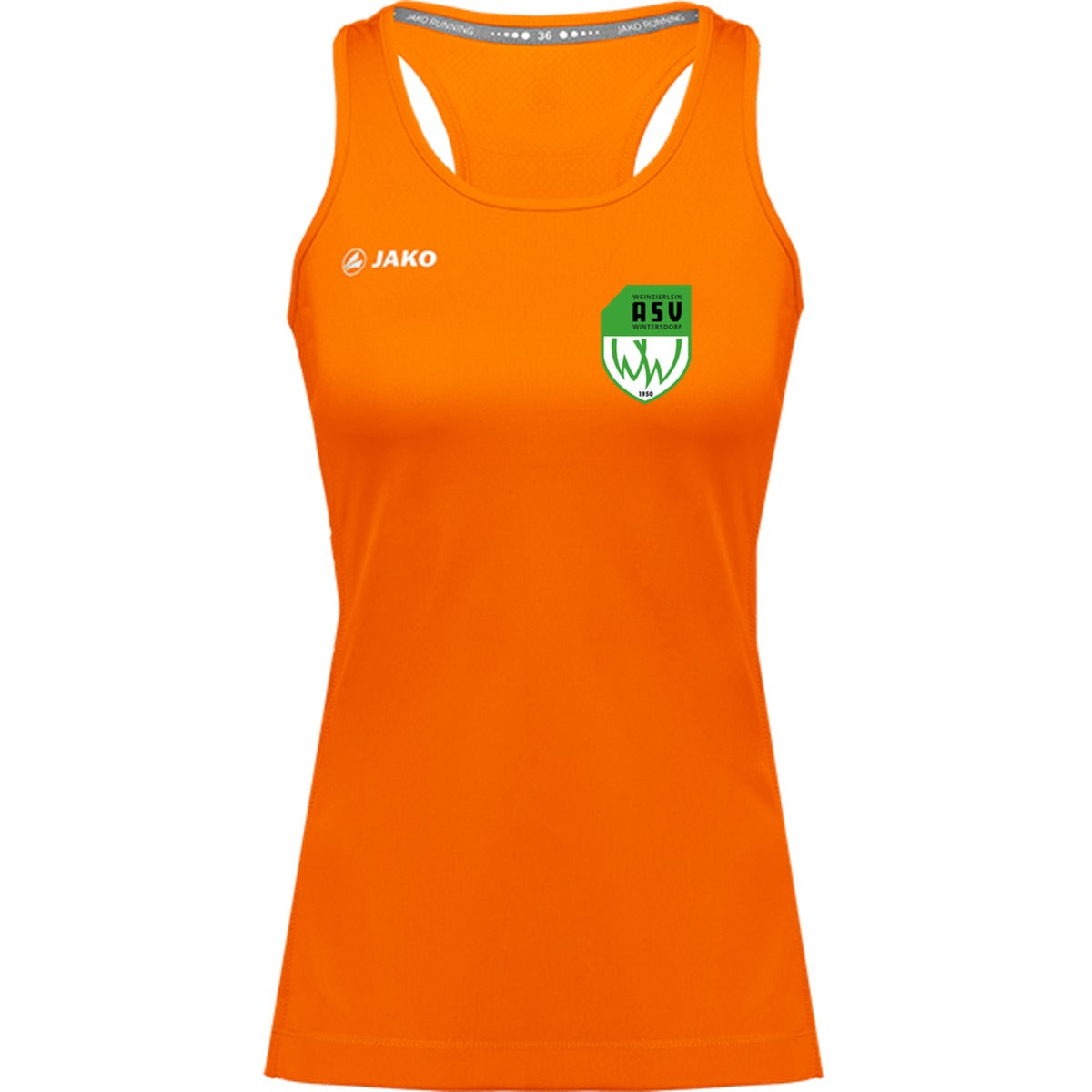 6075W-Womens-Tank – ASV-Wappen herzseitig Neonorange Vorderseite