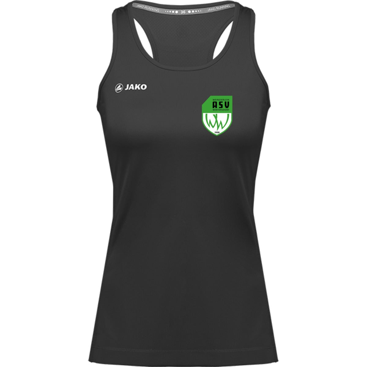 6075W-Womens-Tank – ASV-Wappen herzseitig Schwarz Vorderseite