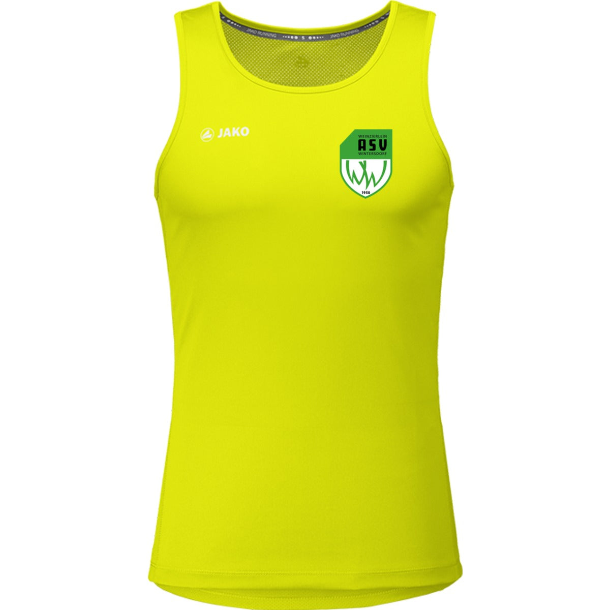 6075-Mens-Tank – ASV-Wappen herzseitig Neongelb Vorderseite