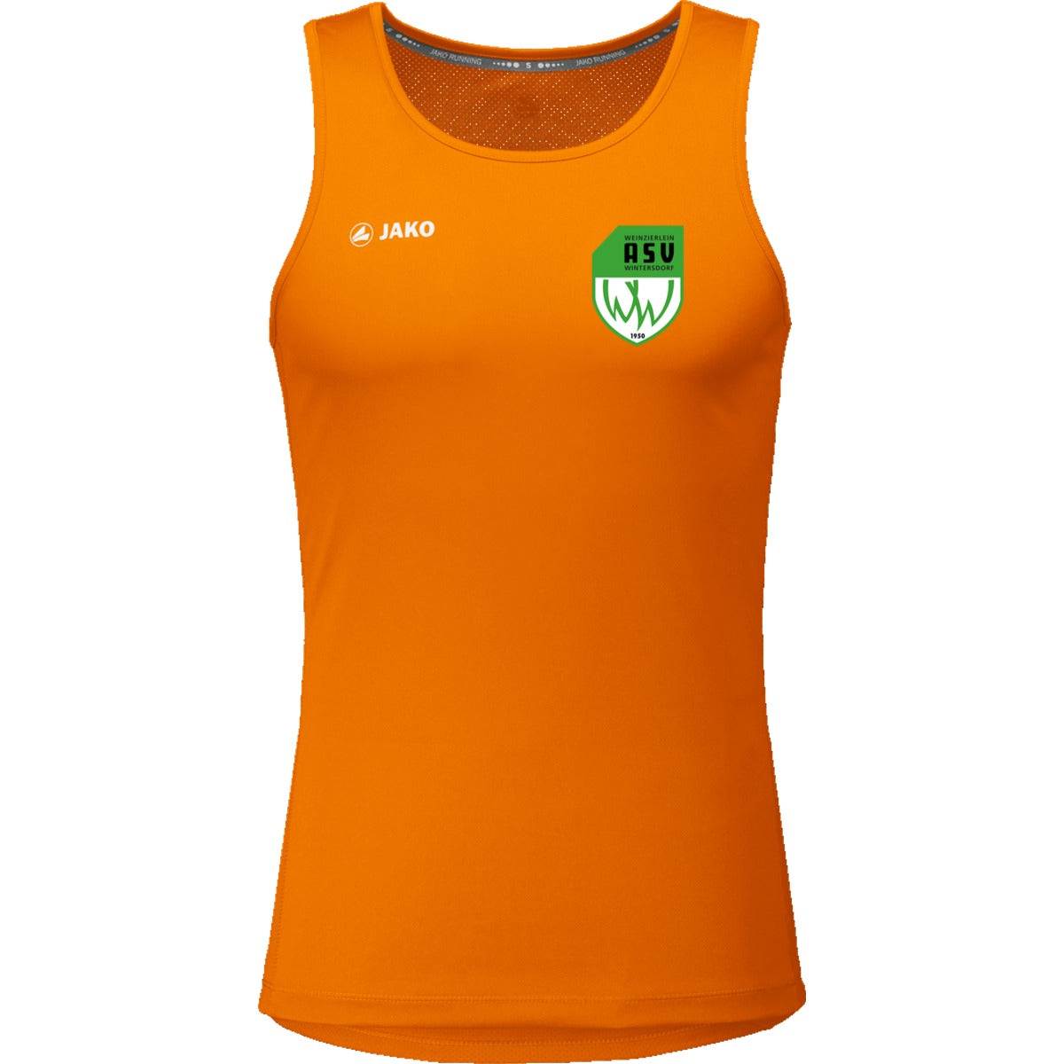 6075-Mens-Tank – ASV-Wappen herzseitig Neonorange Vorderseite