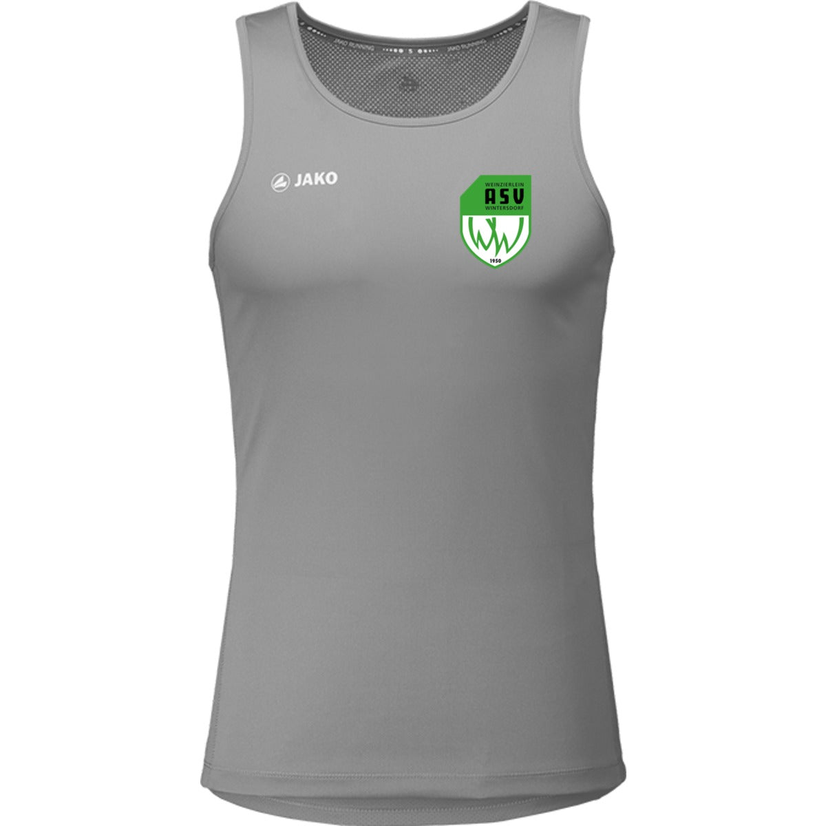 6075-Mens-Tank – ASV-Wappen herzseitig Steingrau Vorderseite
