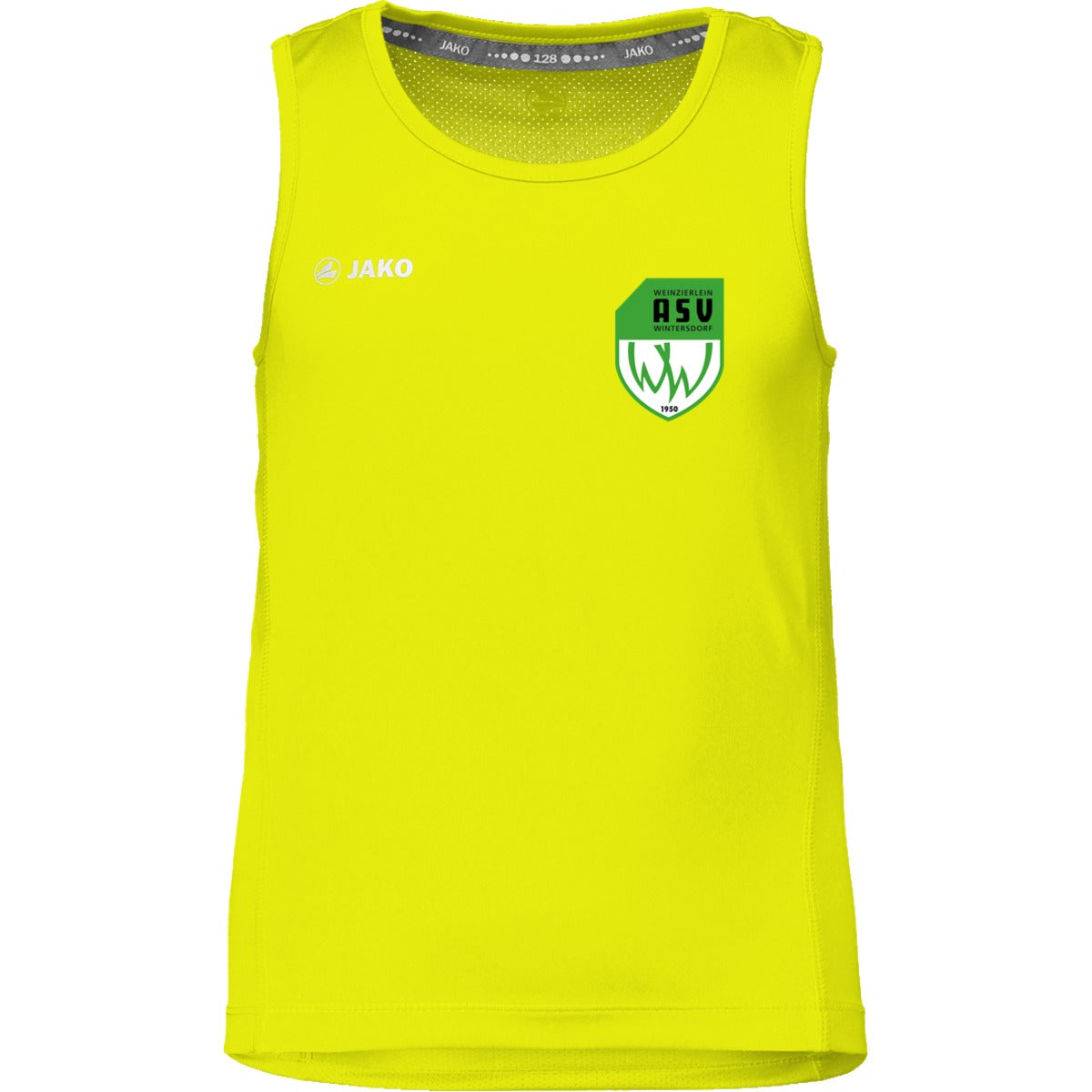 6075K-Kids-Tank – ASV-Wappen herzseitig Neongelb Vorderseite