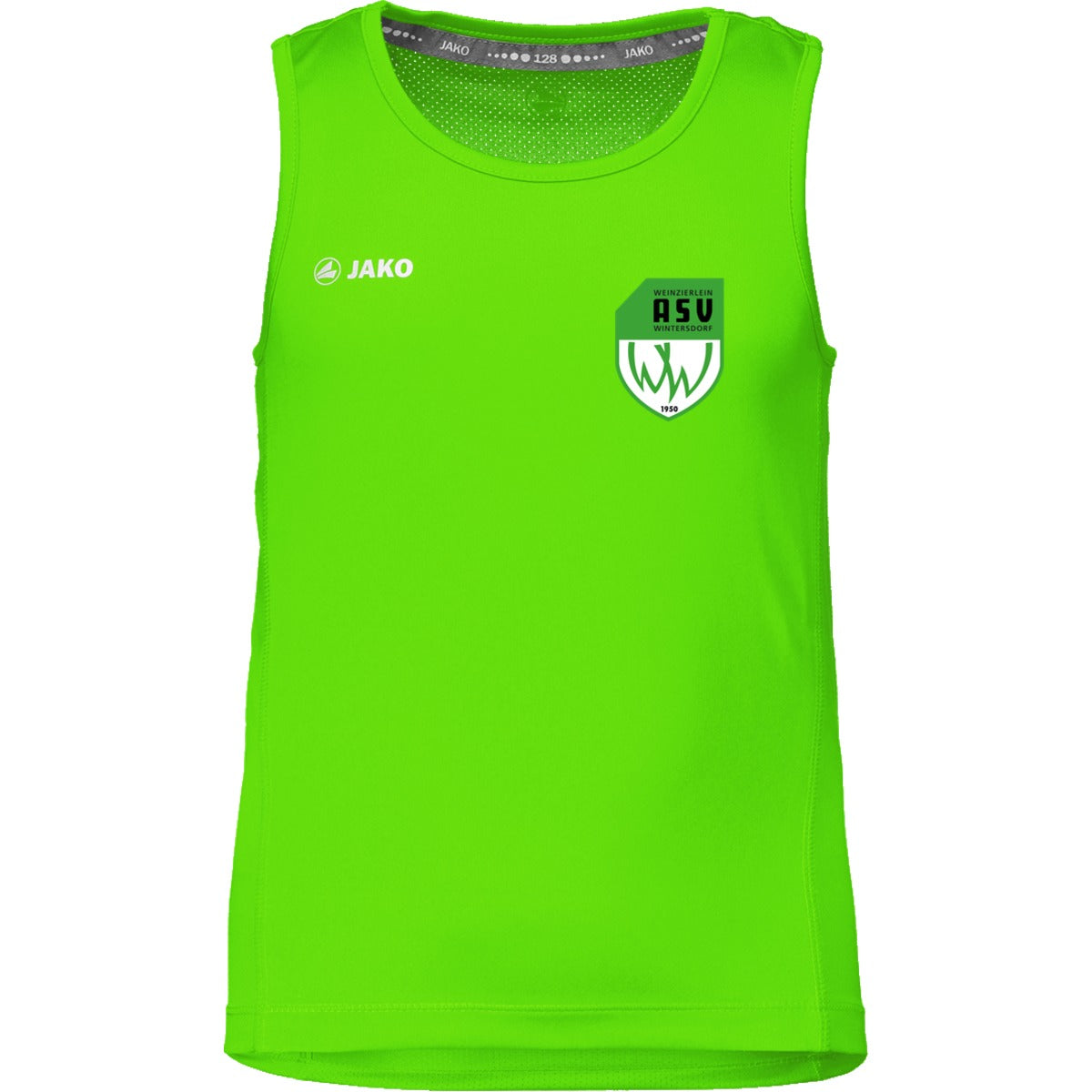 6075K-Kids-Tank – ASV-Wappen herzseitig Neongruen Vorderseite