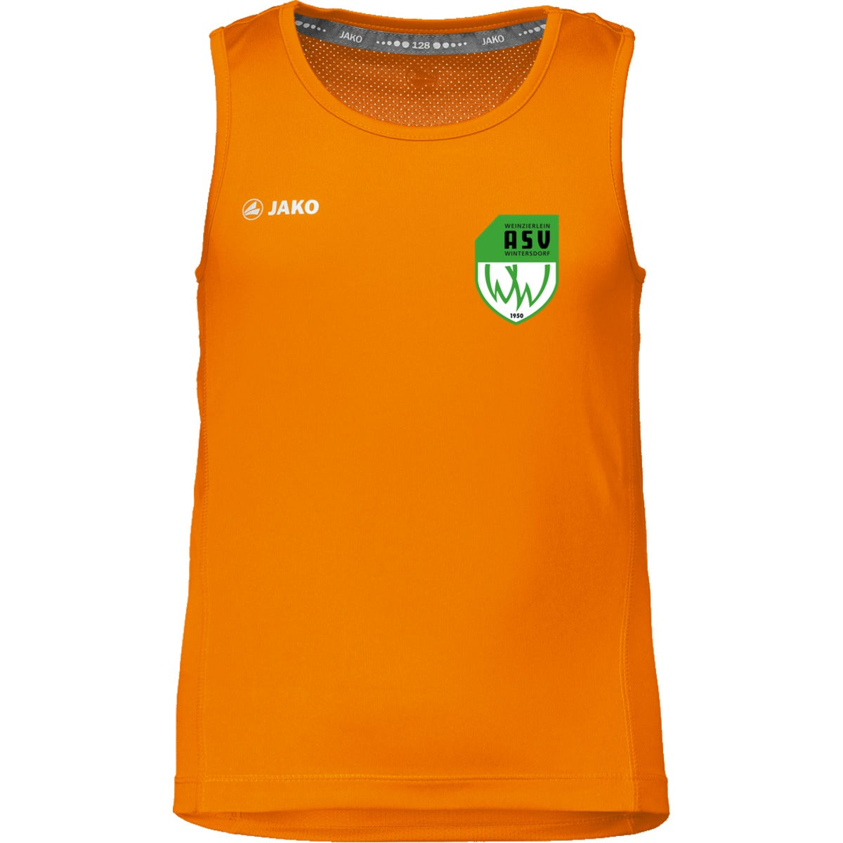 6075K-Kids-Tank – ASV-Wappen herzseitig Neonorange Vorderseite